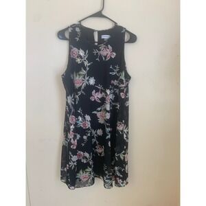 Calvin Klein Black Floral Sleeveless Dress Women's Size 12‎